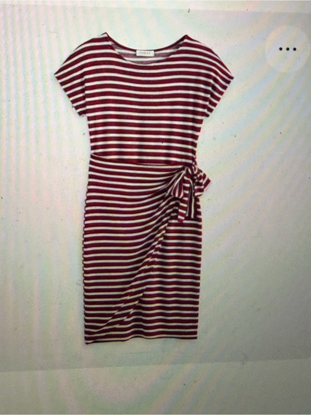 Gilli Burgundy and White Striped Knot-Waist Maternity Midi Dress